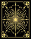 Golden Sunburst Geometric Art Design Rug