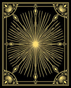 Golden Sunburst Geometric Art Design Rug