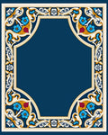 Ornate Floral Frame With Blue Accents Rug