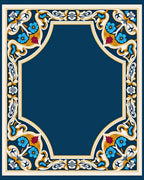 Ornate Floral Frame With Blue Accents Rug