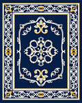 Classic Navy White Gold Ornamental Rug