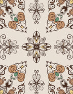 Artistic Scrollwork Floral Pattern Rug