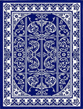 Intricate Blue White Scrollwork Rug