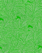 Lush Green Wavy Leaf Pattern Rug