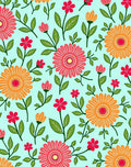 Retro Floral Blooms Pattern Rug