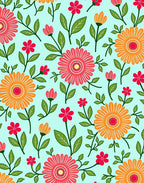 Retro Floral Blooms Pattern Rug