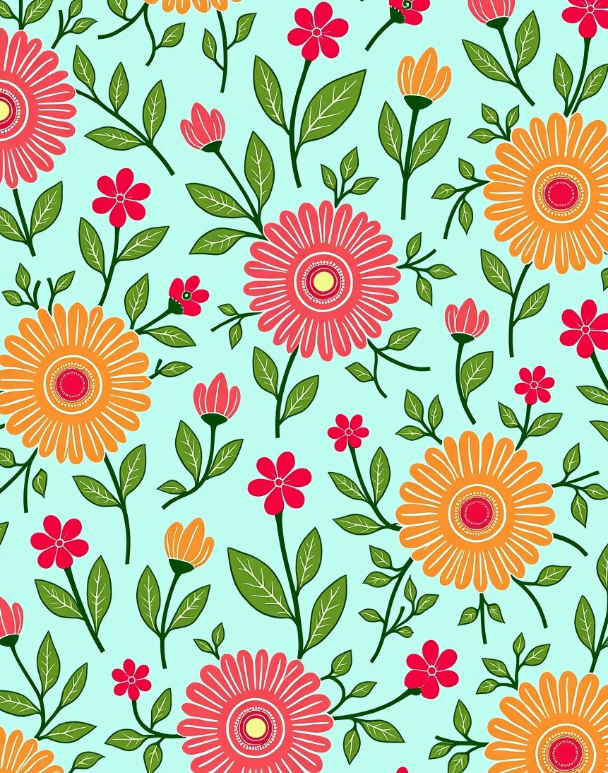 Retro Floral Blooms Pattern Rug