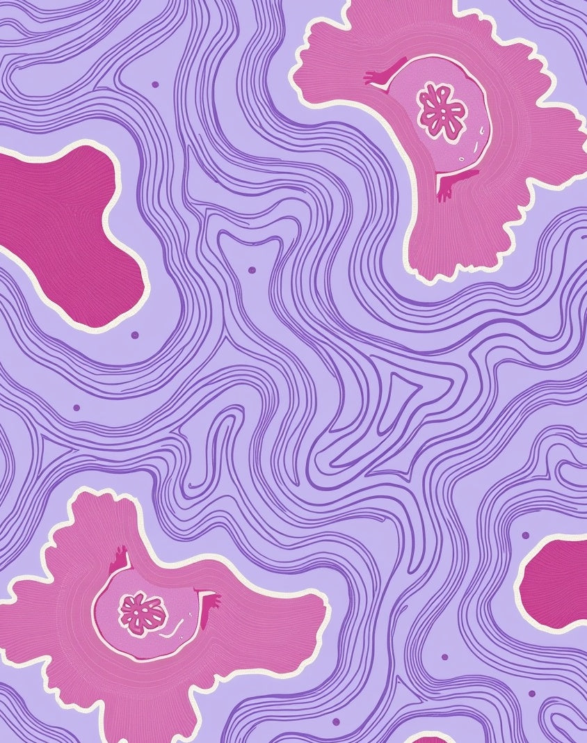 Abstract Floral Flowing Lines Rug