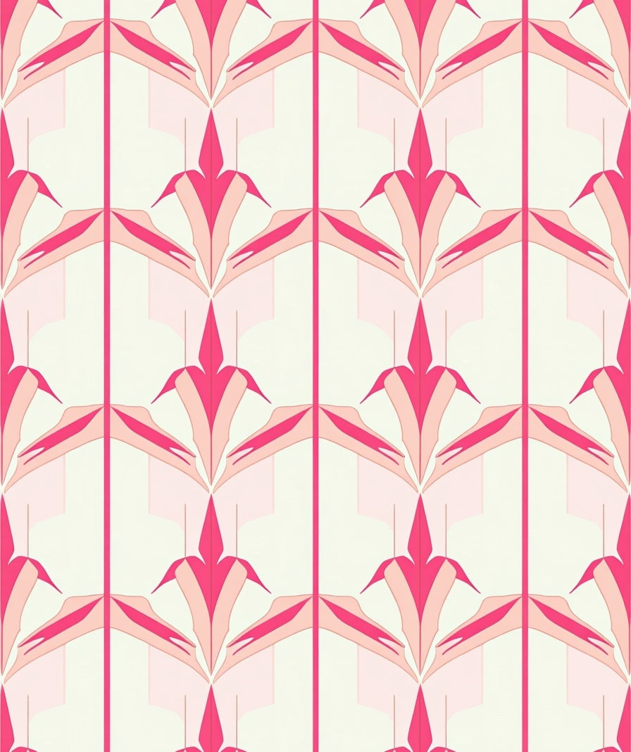 Art Deco Inspired Pink Geometric Pattern Rug