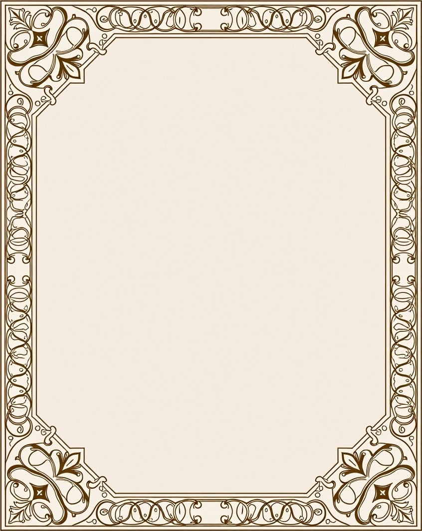 Ornate Floral Scrollwork Frame Design Rug