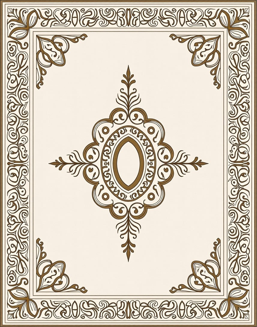 Ornate Center Medallion Border Design Rug