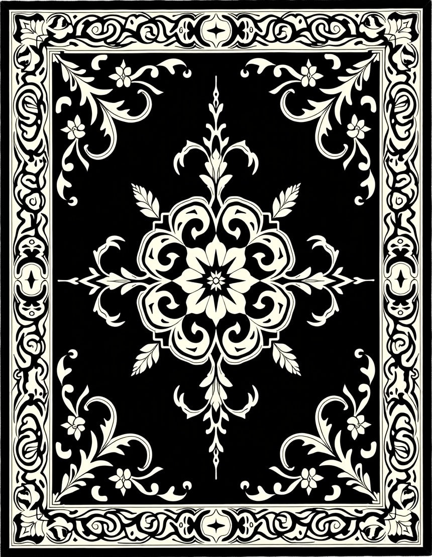 Classic Floral And Vine Scroll Design Rug