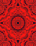 Intricate Red Floral Mandala Pattern Rug