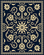 Floral Scrollwork Elegant Design Rug