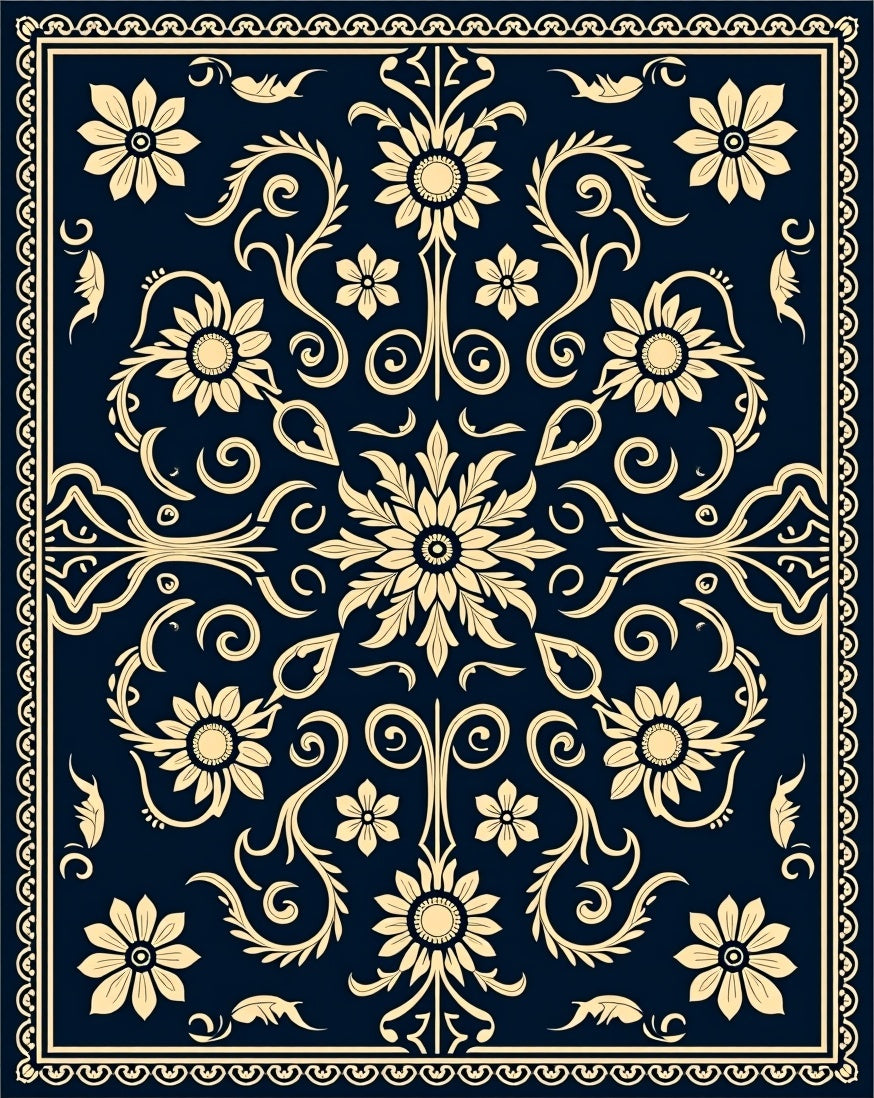 Floral Scrollwork Elegant Design Rug