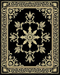 Classic Black Golden Floral Border Rug