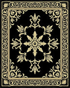Classic Black Golden Floral Border Rug