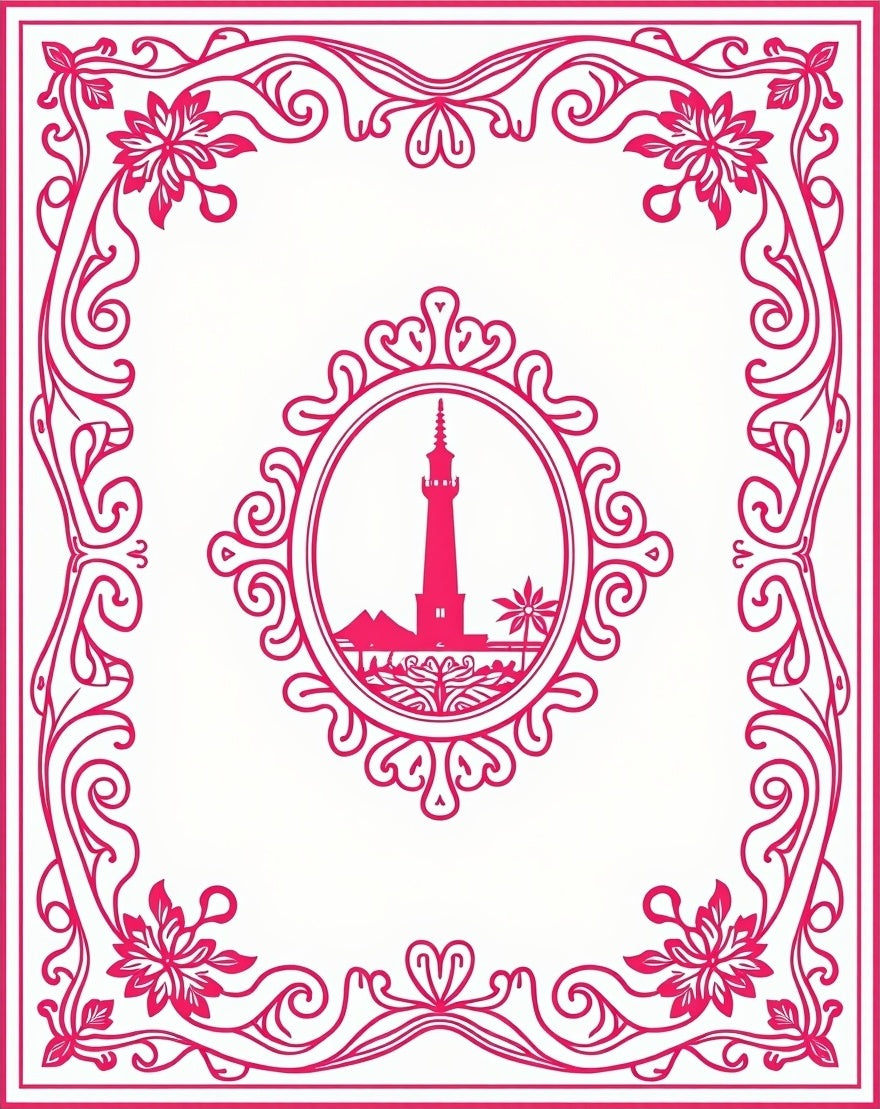 Coastal Lighthouse Floral Frame Rug