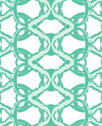 Wavy Teal Interlocking Interlace Design Rug