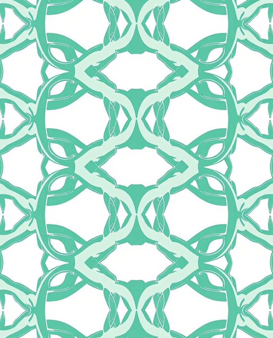 Wavy Teal Interlocking Interlace Design Rug