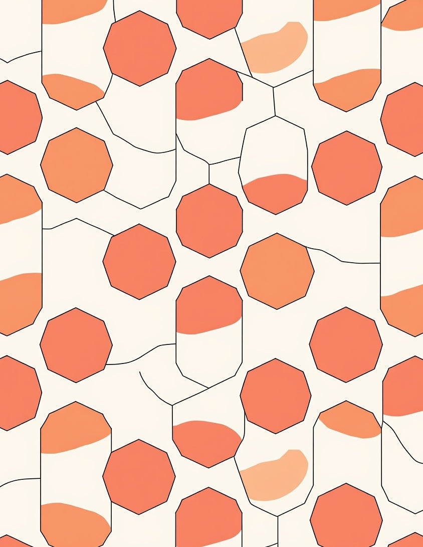 Abstract Geometric Orange Cream Pattern Rug