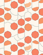 Abstract Geometric Orange Cream Pattern Rug