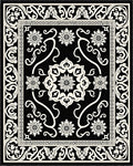 Black White Floral Scrollwork Medina Rug