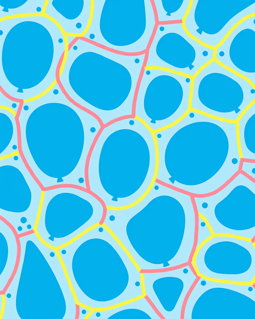 Bright Blue Blob Connectors and Dots Rug