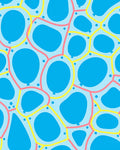Bright Blue Blob Connectors and Dots Rug