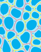 Bright Blue Blob Connectors and Dots Rug