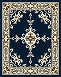 Ornate Floral Dark Blue Motif Rug