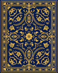 Classic Blue Yellow Elaborate Floral Rug