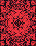 Striking Red Floral Sunburst Pattern Rug