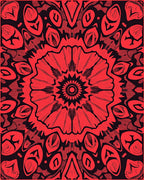 Striking Red Floral Sunburst Pattern Rug