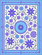 Whimsical Floral Pattern With Decorative Border Rug