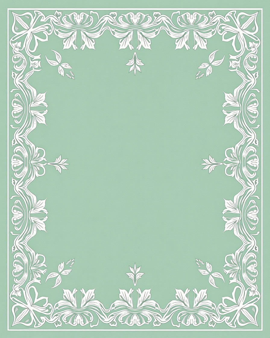 Elegant White Floral Border Design Rug