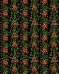 Ornate Orange Floral Green Garden Rug