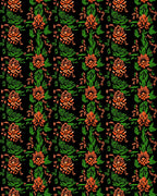 Ornate Orange Floral Green Garden Rug