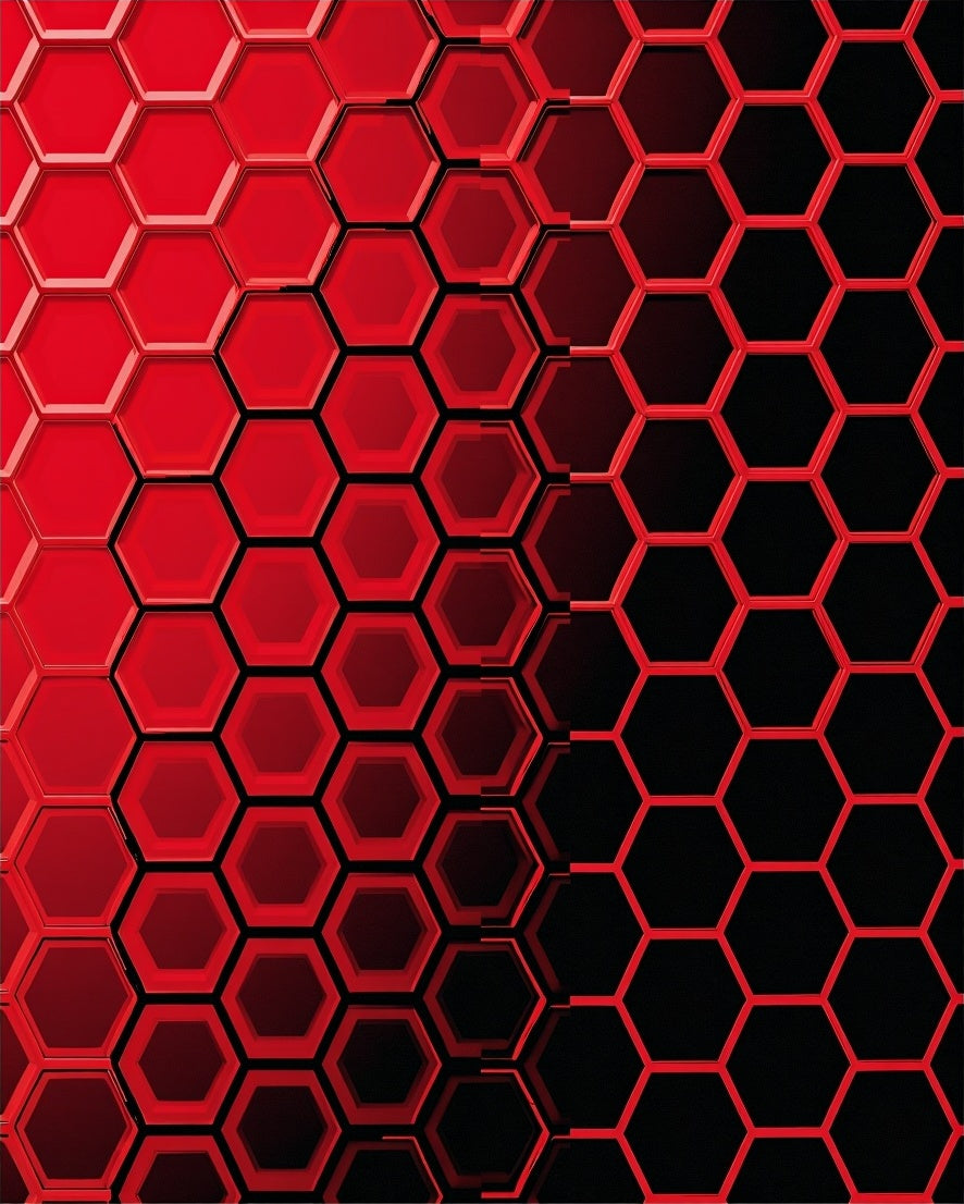 Bold Red Hexagon Pattern Rug