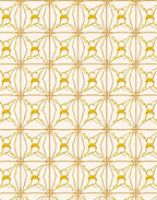 Cream and Gold Interlocking Geometric Design Rug