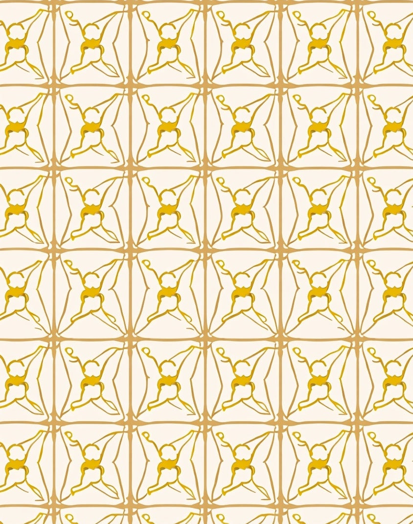 Cream and Gold Interlocking Geometric Design Rug