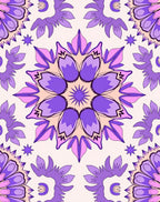 Vibrant Purple Floral Symmetry Rug
