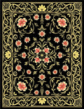 Black Floral Swirls And Vines Rug