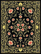 Black Floral Swirls And Vines Rug