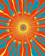 Vibrant Sunburst Abstract Psychedelic Rug