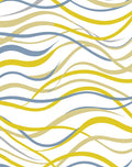 Abstract Wavy Blue Yellow Lines Rug