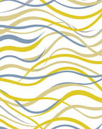 Abstract Wavy Blue Yellow Lines Rug