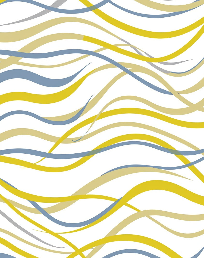 Abstract Wavy Blue Yellow Lines Rug
