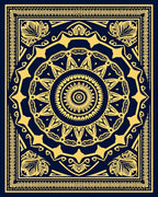 Intricate Gold Mandala Pattern Rug