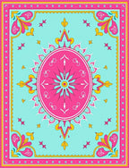 Vibrant Folk Art With Mandala Design Rug
